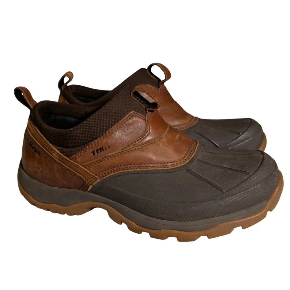 LL Bean Storm Chaser 5 Boots Mens Size 11.5M Slip On Waterproof WetIceTech Brown